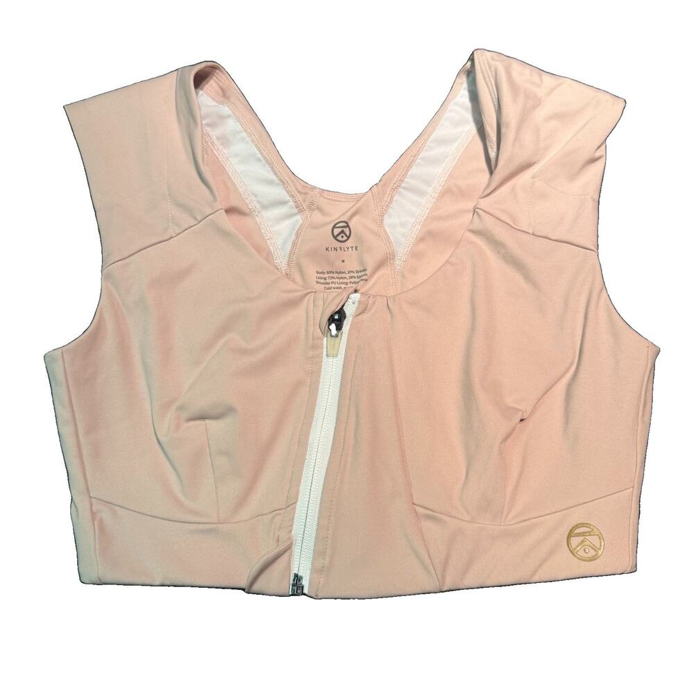 KINFLYTE Freedom II Zip Posture Support Sports Bra Blush Pink Medium Athletic